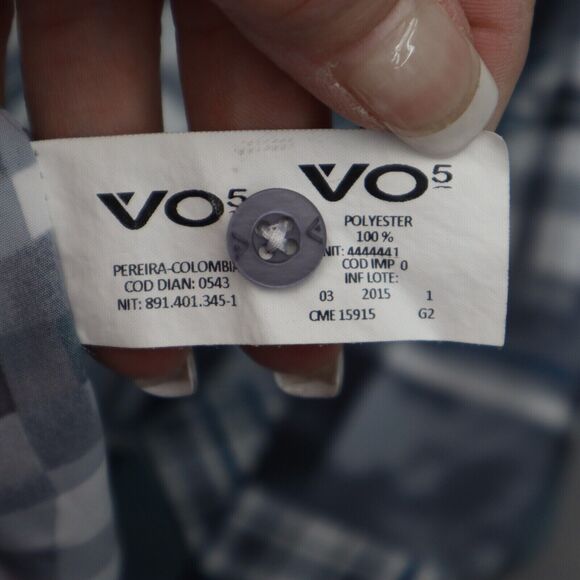 VO5 Shirt Mens L Gray Geometric Cinco En Todo Button Up Short Sleeve Collared - Picture 2 of 15